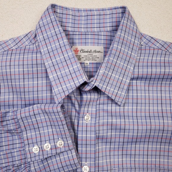 Turnbull & Asser Other - Turnbull and Asser Button Down Shirt Men XXL‎ Blue Check Plaid Cotton England